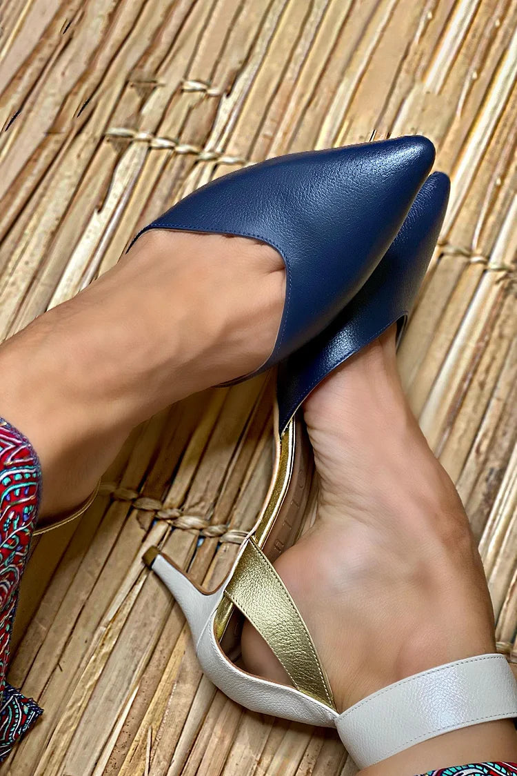Tweekleurige slingbacks met elegante hak