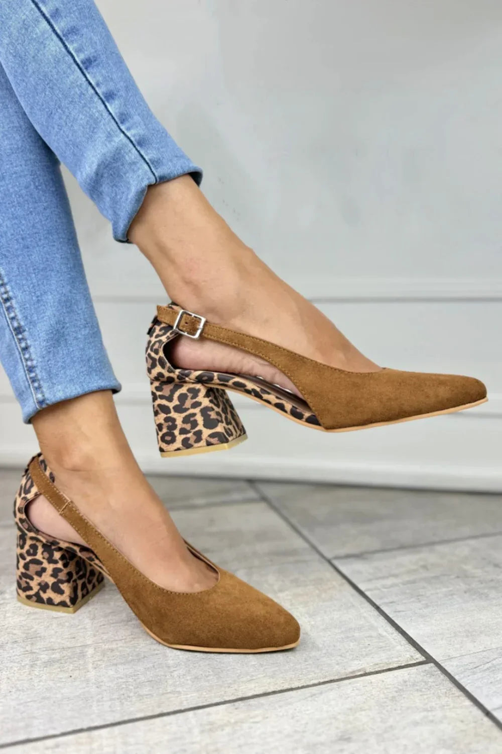 Premium Slingback Pumps met Leopard Hak