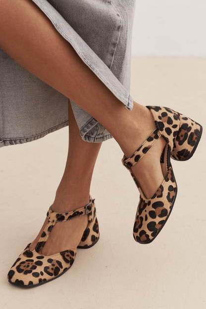 T-strap schoenen met animalprint