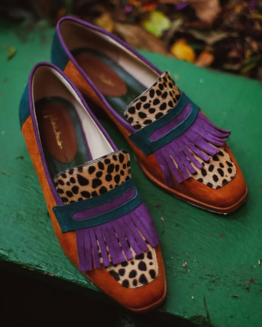 Mocassin met franjes en animalprint