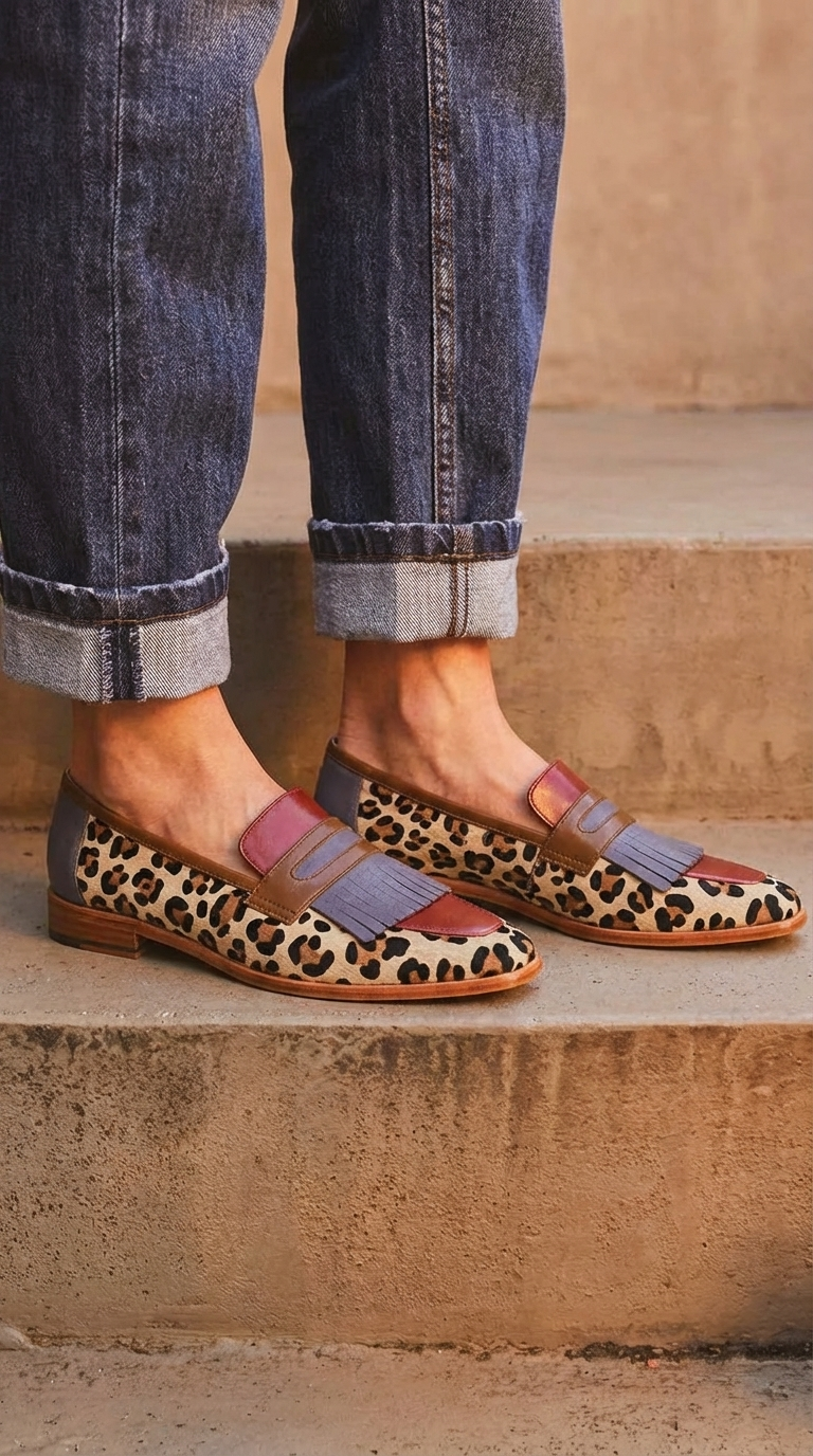 Mocassin met meerdere details en franjes