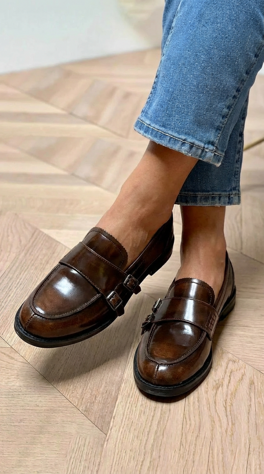 Klassieke mocassin met dubbele gesp