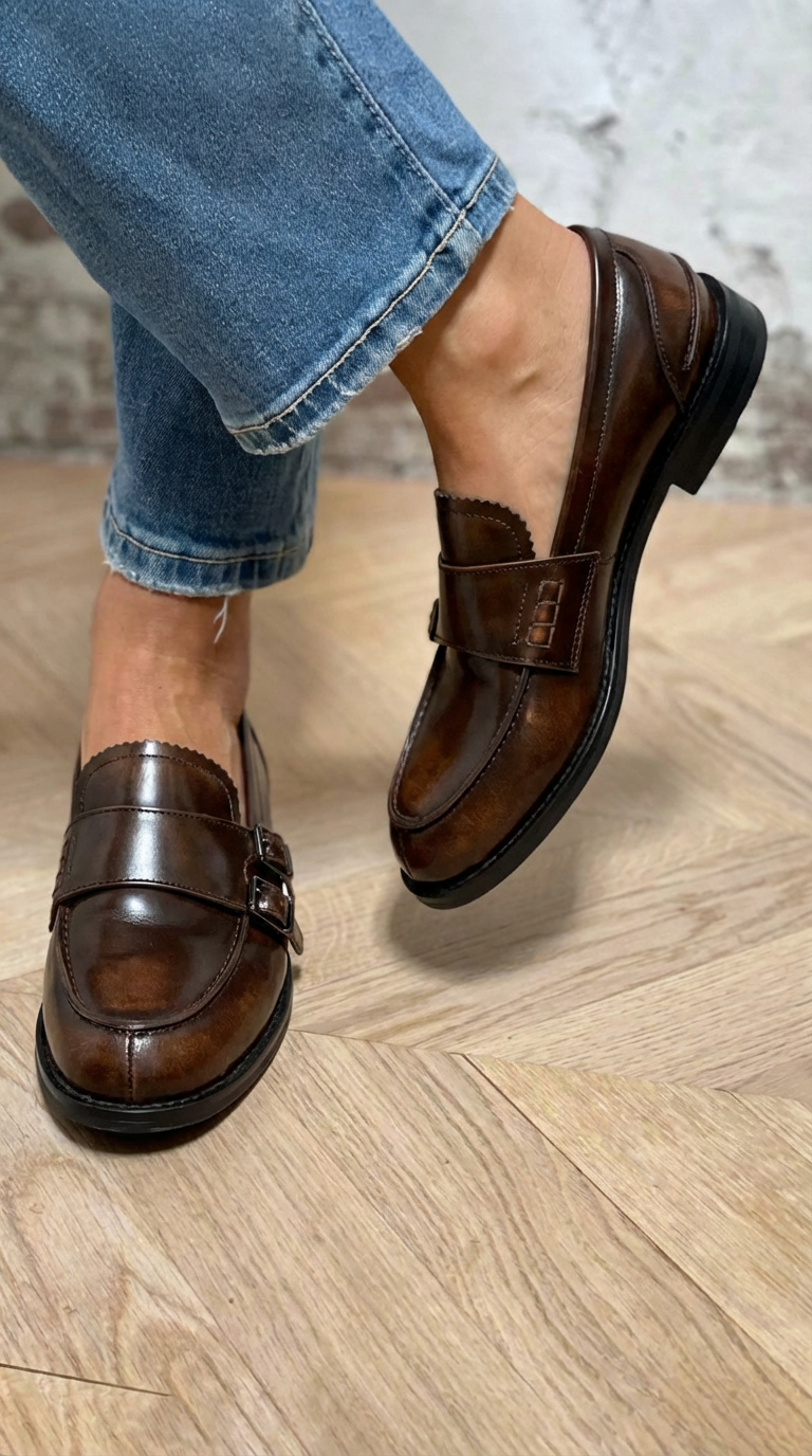 Klassieke mocassin met dubbele gesp