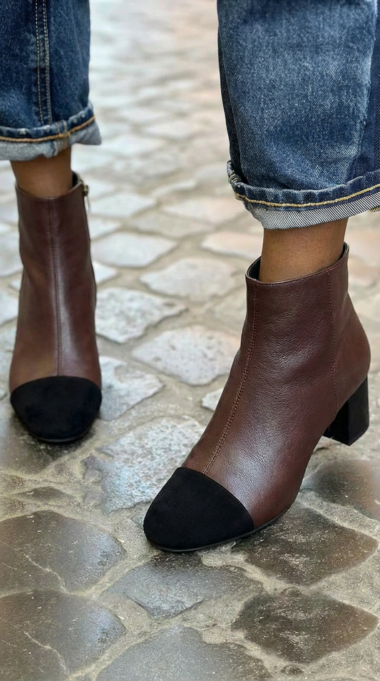 STIVALETTO BICOLORE CON TACCO MEDIO